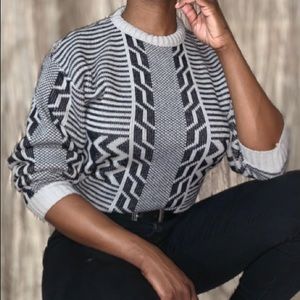 Cream and Black Rare Print Vintage Sweater!